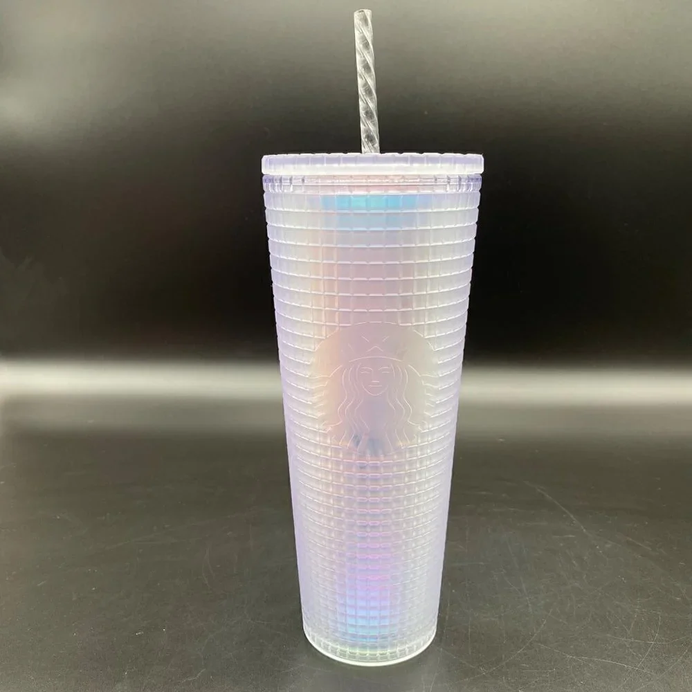 Starbucks 2022 Spring Soft Touch Unicorn Grid Iridescent 24oz Venti Tumbler